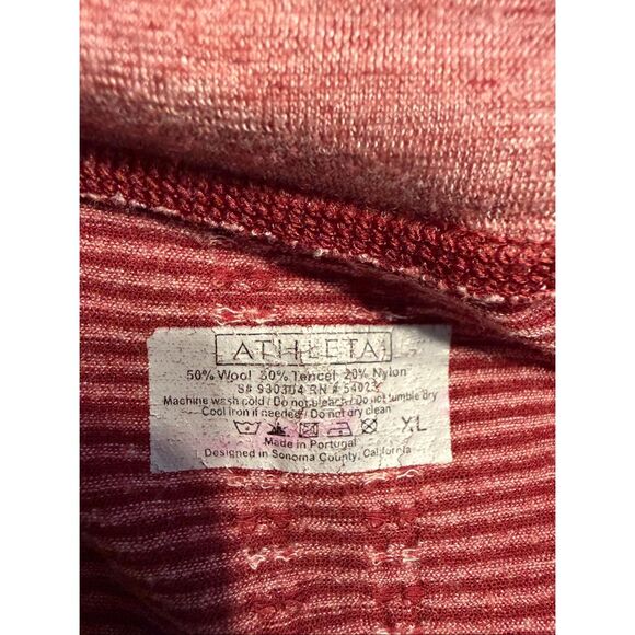 Athleta Women's Striped Cowl Neck Wool Blend Tunic Sweater Burgundy XL - Picture 6 of 9